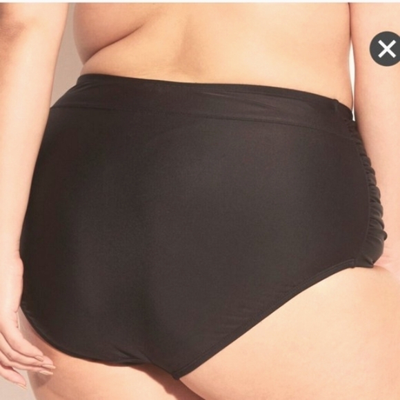 KONA SOL BLACK RUCHED HIGH-WAISTED BIKINI BOTTOMS  PLUS SIZE 3X 24-26 NWT - Picture 3 of 7